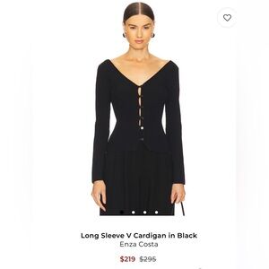 Long Sleeve V Cardigan in Black enza costa